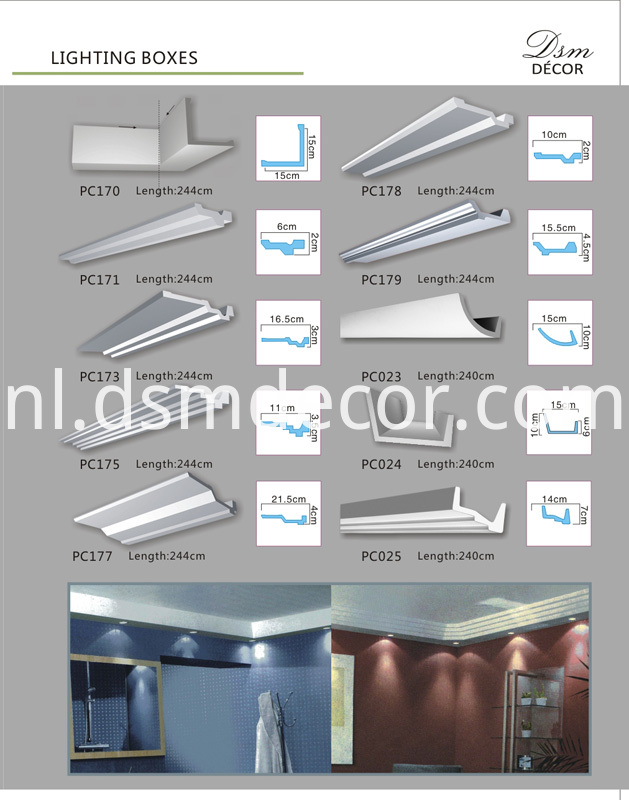 Indirecte verlichtingselementen van polyurethaan Polyurethane Plain Indirect Lighting Elements